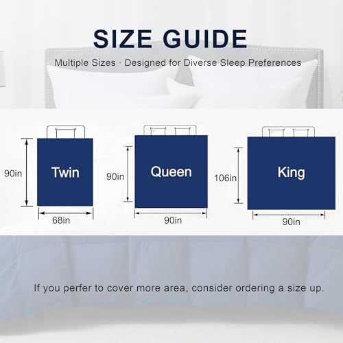 ALPSWAN Luxury Goose Feather Down Fiber Comforter Queen Size, 300TC Blue Cotton Blended Duvet Insert, All Season Hotel Bedding Alternative Down Comforter with Corner Tabs (Blue, Queen) ALPSWAN