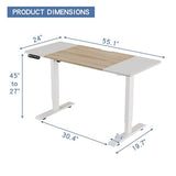 bilbil Height Adjustable Electric Standing Desk, 55 x 24 Inches Sit Stand up for Work Office Home, Ergonomic Rising Computer Table with Memory Preset with Splice Desktop (Oak, White) bilbil