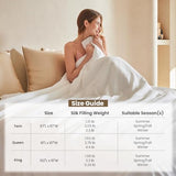 THXSILK Pure Mulberry Silk Comforter Cool for Summer, Grade 7A Natural Mulberry Silk Filled Duvet Luxury Bedding, Cotton Cover, King Size 102in x 91in/260cm x 230cm, Weight 1.98lb/0.9kg THXSILK