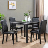 Trygoal Dining Table Set for 4, 5-Piece Dining Room Table Set with Square Crystal Decoration Table & 4 Upholstered Backrest Chairs, Counter Height Kitchen Sets with Faux Wood Grain Design, Black Trygoal