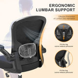 Office Chair, Ergonomic Desk Chairs 330LBS Capacity High Back Mesh Computer Chair with Flip-up Armrests, Comfy Work Chair with Adjustable Lumbar Support, Rolling Chair Synorla