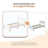 VINGLI Solid Wood Twin Size Bed Frame with Headboard and 2 Storage Drawers,Enhanced Support Single Bed Frame,SModern Minimalist Panel Platform Bed for Kids,Teens, Adults,Guests,Sleigh Bed,White. VINGLI
