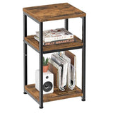Simple Trending 3 Tier Side Table, End Table Night Stand Sofa Table Shelf for Living Room, Rustic Brown Simple Trending