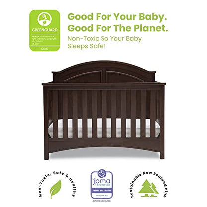 Delta Children Perry 6-in-1 Convertible Crib - Greenguard Gold Certified, Walnut Espresso - WoodArtSupply