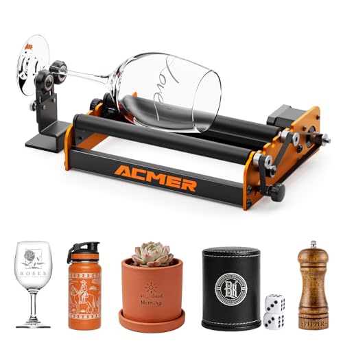 ACMER M2 Laser Rotary Roller, Laser Engraver Y-axis Rotary 360° Roller with 4-138mm Engraving Space for Engraving Cylindrical Objects, Ring, Suitable for ACMER P1, P2 and Most Laser Engraver ACMER