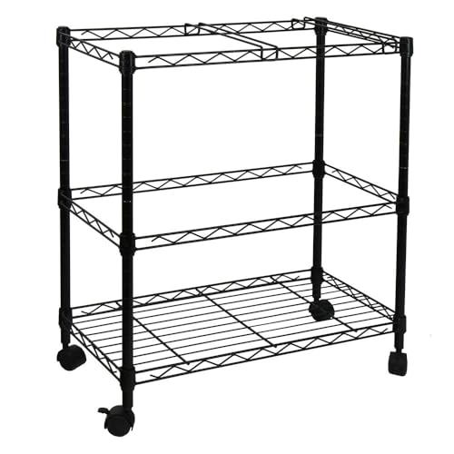 Oceanstar 2-Tier Metal Rolling File Cart, 24 in. L x 12.4 in. W x 28 in. H, Black - WoodArtSupply