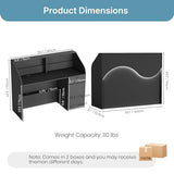 Reception Desk with Counter, Modern Front Desk Reception Room Table with LED Lights, Retail Checkout Counter with Lockable Drawers & Power Outlets for Lobby, Salon, Home Office Desk, Black