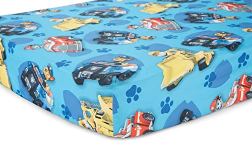 Paw Patrol Calling All Pups 4 Piece Toddler Bedding Set – Includes Comforter, Sheet Set – Fitted + Top Sheet + Reversible Pillowcase for Boys Bed, Blue Paw Patrol