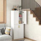 Hamesen Storage Cabinet, Kitchen Pantry with Doors & Shelf, Tall Storage Cabinet for Bathroom, Living Room, Entryway,White Hamesen