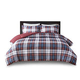 Madison Park Essentials Parkston Plaid Comforter, Matching Sham, 3M Scotchguard Stain Release Cover, Hypoallergenic All Season Bedding-Set, Twin/ Twin XL, Red, 2 Piece Madison Park
