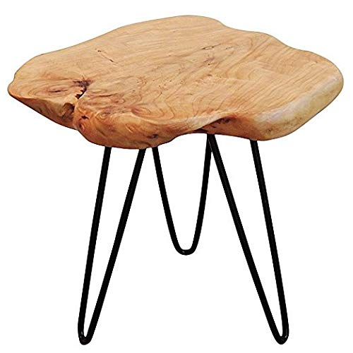 WELLAND Live Edge Side Table with Hairpin Legs, Natural Edge Side Table, Small Nightstand Wood, 15.5" Tall WELLAND
