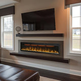 72 inches Electric Fireplace, Recessed and Wall Mounted Fireplace Heater and Linear Fireplace Inserts, Adjustable Heaing& Remote Control& Touchscreen, Multicolor Flame & Realistic logs,1500W, Black Dreamflame