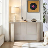 LKTART 55" MDF Console Table for Entryway, Narrow Entryway Table with Faux Mars Marble Pattern, Couch Table Behind Sofa with Curved Legs for Living Room Hallway Foyer LKTART