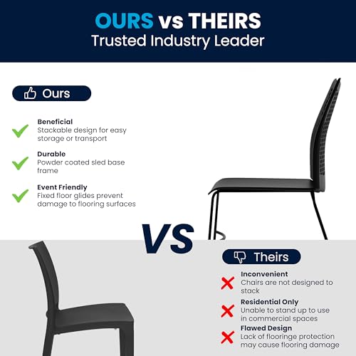 Flash Furniture Hercules Series Contoured Lobby Chairs with Air-Vent Honeycomb Backs, Ergonomic Stacking Chairs for Offices, Set of 5, Black