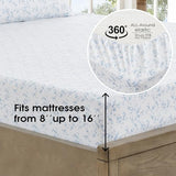 FreshCulture Floral Bed Sheets - Ultra Soft Full Size Bed Sheets - Brushed Microfiber Blue Floral Sheets - Deep Pockets - Easy Care - Hotel Luxury 4 Piece Flower Printed Sheets Full, Lille FreshCulture