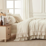 Andency Beige Twin Size Comforter Set, 2 Pieces Boho Lightweight Fluffy Ruffle Bedding Set & Collections, All Season Soft Microfiber Farmhouse Shabby Chic Bed Set for Kids (66x90In Comforter) Andency