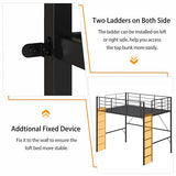Realhotan 75Inch Queen Loft Bed with Ladder and High Guardrail, No Box Spring Required,Space-Saving,No Sagging Metal Slat Support Heavy Duty Bedframe, Black Realhotan