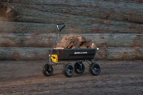 Gorilla Carts 4GCG-NF Poly Dump Cart, 600-Pound Capacity with No-Flat Tires, 4 Cubic Feet, Amazon Exclusive Gorilla Carts