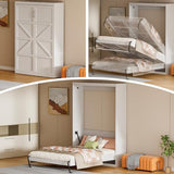 ROOMTEC Full Size Murphy Wall Bed, White, Space-Saving Furniture Bed Frame for Bed Room,Guest Room,Home Office ROOMTEC