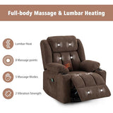 Ketaiyou Rocker Swivel Recliner Chair for Adults, Overstuffed Large Manual Recliner Glider with Massage and Heat, Comfy Soft Fabric Living Room Reclining Sofa Chair (Cocoa1)