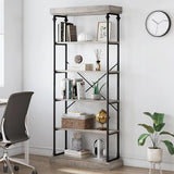 CABIHOME Rustic Industrial 6-Tier Bookshelf with Metal Frame for Stylish Storage and Display CABIHOME