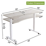 Radlove Electric Standing Desk, 55 x 30 Height Adjustable Computer Desk Sit Stand Desk Home Office Desks with Splice Board and A Under Desk Cable Management Tray (White Frame + Oak Top) Radlove