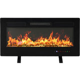 DUMOS 36" Freestanding Electric Fireplace, 1500W/750W Wall Mounted or Recessed Insert Fireplaces Heater with Remote Control,13 Adjustable Flame Color, 12H Timer, Touch Screen，Inky DUMOS