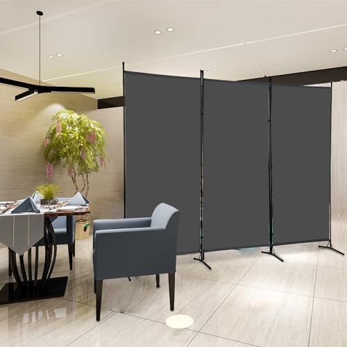 PayLessHere 3-Panel Folding Privacy Screen, 6 Ft Portable Room Divider for Separating Spaces,102" W x 70" H Freestanding Partition Room Panel,Grey PayLessHere