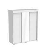Meble Furniture Aria 3D Wardrobe with Mirror - Armoire Style Wardrobe Closet with Hanging Rod for Bedroom - Space Organized Clothes Wardrobe with Shelves for Home - Clothing Wardrobe with Doors -White Generic