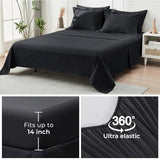 HYMOKEGE Black California King Comforter Set Seersucker 7 Pieces, All Season Luxury Bed in a Bag for Bedroom, Bedding Set with Comforters, Sheets, Pillowcases & Shams HYMOKEGE