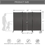 MAYOLIAH Partition Room Dividers 3 Panel Folding Privacy Screens 6 Ft Tall Portable Office Walls Dividers for Room Separator 102"x20"x71", Grey MAYOLIAH