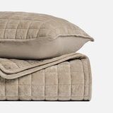 RECYCO Luxury Velvet Quilt Set King Size Bedding Sets, Ultra Soft Velvet Comforter Set, Lightweight Channel Box Stitch Oversized Bedspread Coverlet for All Season, with 2 Shams, Urban Taupe RECYCO