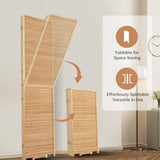 Room Divider Folding Privacy Screens, Hand-Made 67'' High Bamboo Room Dividers Freestanding 2-in-1 Multifunction 4 Panel Wall Divider for Room Separation, Portable Room Partitions and Dividers HOMSCREENER