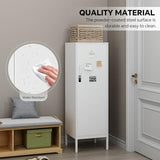 Steehoom Metal Cabinet with Lock Steel Storage Locker Lockable 4 Tier Bathroom Cabinet Changing Room Employee Locker for Home, Office, School, Gym, Garage (White, 15.75" D x 15.75" W x 49.21" H) Steehoom