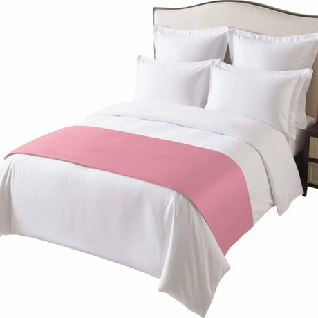 LOVE HOME DAY Bed Runner Minimalist Solid Pure Pink Bedroom Bedding Scarves for Queen Size Bed,Unadorned Single Color Art 94x20In Bed Runners Scarf for Hotel Guestroom Wedding Room Decortions LOVE HOME DAY