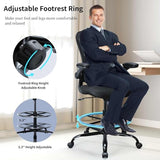 Drafting Chair, Ergonomic Tall Office Chair for Standing Desk, Counter Height Desk Chair with Adjustable Padded Armrests and Footrest Ring Standing Desk Chair Adjustable Height with Lumbar Support TOPBSHODC