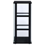 Elegant Black Glass Curio Cabinet by FurniFact with Reversible Door and Three Shelves Furnifact