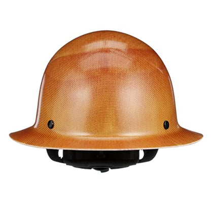 MSA 475407 Skullgard Full-Brim Hard Hat with Fas-Trac III Ratchet Suspension | Non-slotted Hat, Made of Phenolic Resin, Radiant Heat Loads up to 350F - Standard Size in Natural Tan - WoodArtSupply