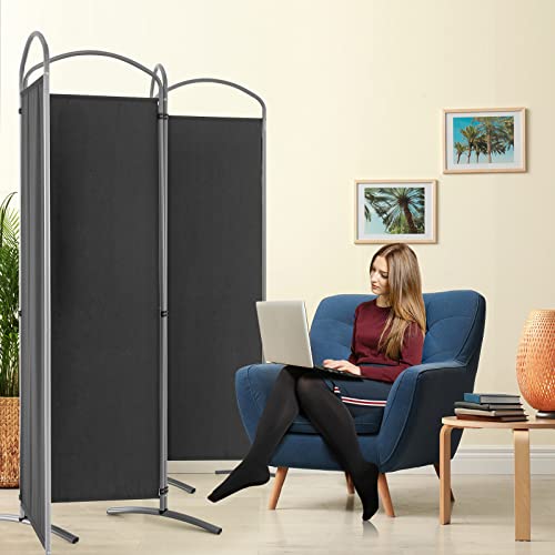 Giantex 6.2Ft Folding 4-Panel Room Divider Grey - 87" Wide Freestanding Foldable Fabric Privacy Screen, Lightweight Portable Partition Wall Divider and Separator for Home Office, Apartment, Studio Giantex