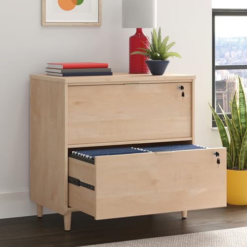 Sauder Clifford Place 2-Drawer Lateral File Cabinet, L: 29.53" x W: 18.5" x H: 30.28", Natural Maple Finish - WoodArtSupply