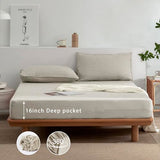 EVERLY Linen Sheets Set King Size,100% French Stonewash Pure Linen Bed Sheets,4Pieces (1Flat Sheet,1Fitted Sheet,2Pillowcase) Suitable for Hot Sleepers,Not Dyed Deep Pocket Natural Bedding Set EVERLY