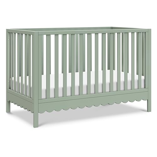 DaVinci Sammy Scallop 4-in-1 Convertible Crib in Light Sage, GREENGUARD Gold Certified DaVinci