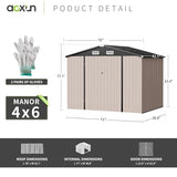 Aoxun Outdoor Storage Shed, 6.4x4 FT, Garbage Can,Outdoor Metal Shed for Tool,Garden,Bike, Brown Aoxun