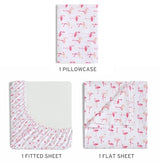 Beatrice Home Fashions Printed Microfiber Sheet Set, Soft Comfortable Easy Care, Includes 1 Fitted Sheet with 12" Deep Pockets, 1 Flat Sheet, Pillowcase, Twin, Pink Flamingo Beatrice Home Fashions
