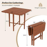 COSTWAY Square Drop Leaf Dining Table, 36" Compact Folding Kitchen Table for 2-4 People with Solid Rubber Wood Legs, Farmhouse Extendable Table for Dining Room, Small Space, Apartment, Walnut COSTWAY