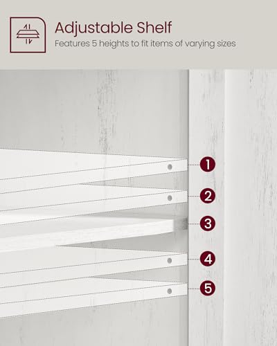 VASAGLE Buffet Cabinet, Sideboard Cabinet with Storage and Drawer, with Doors, Height Adjustable Shelf, Farmhouse Style, for Living Room, Kitchen, Rustic White and Honey Brown UBBK341W01 VASAGLE