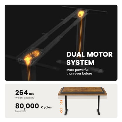 ErGear Standing Desk Frame [Dual Motor] Electric Adjustable Legs Compatible Desktop Size 44″-90″, 264 lbs Weight Capacity, 4 Memory Height Settings Stand up Desks Frame Workstation, Black Fra - WoodArtSupply