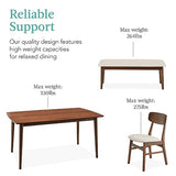 Best Choice Products 6-Piece Wooden Dining Set, Mid-Century Modern Table & Upholstered Chair Set w/Bench Seat, Rubberwood Legs - Walnut/Cream Best Choice Products