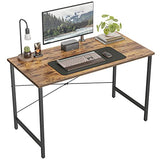 CubiCubi Computer Desk 47" Study Writing Table for Home Office, Modern Simple Style PC Desk, Black Metal Frame, Deep Brown CubiCubi