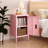 Aobabo 24.4" H Metal Locker Storage Cabinet with 1 Doors, Locker Nightstand with Adjustable Leveling Foot and Adjustable Shelves,Small Lockers for Home, Office, Assembly Required, Pink Aobabo